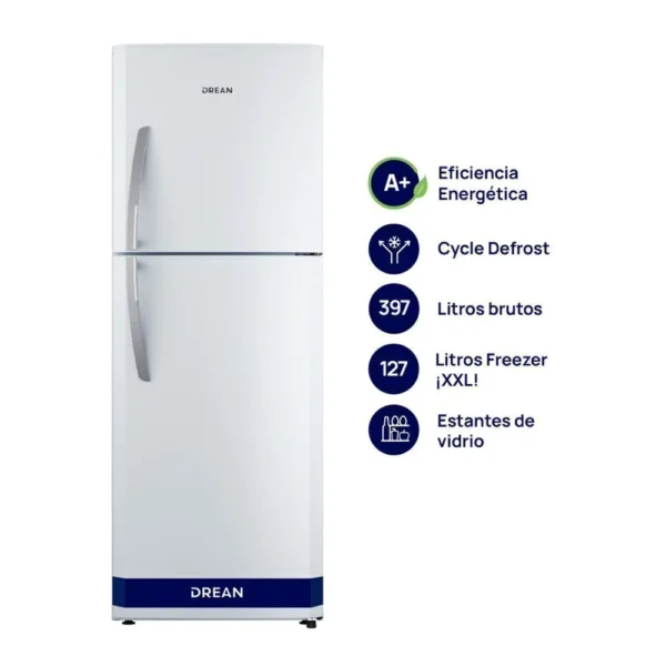 Heladera 395 litros Cíclica HDR400F30B Blanca DREAN
