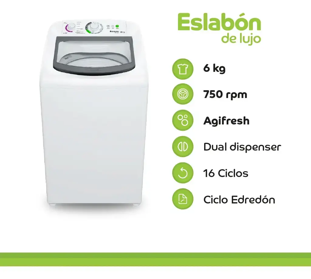 Lavarropas Automático EWH06ABDIM 6KG ESLABON DE LUJO