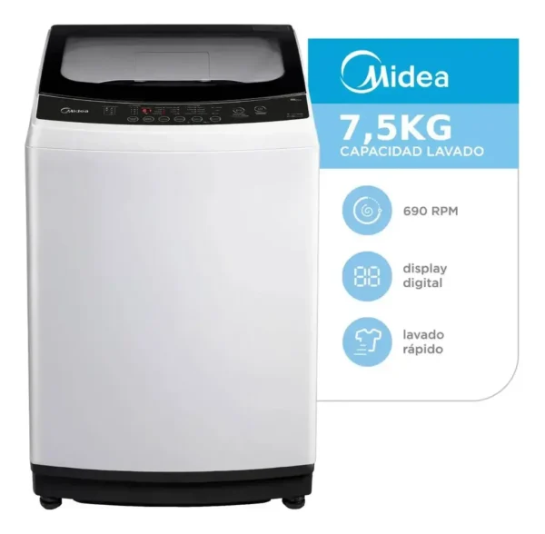 Lavarropas Automático MLS-75WE04N 7.5KG Carga superior Blanco MIDEA